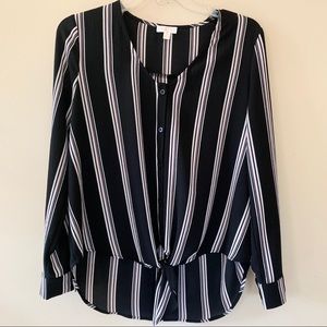 Striped Tie Front Top